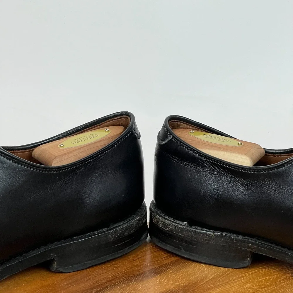 Mens Allen Edmonds Delray Black Leather Split‎ Toe Oxford Dress Shoes Size 9.5 E